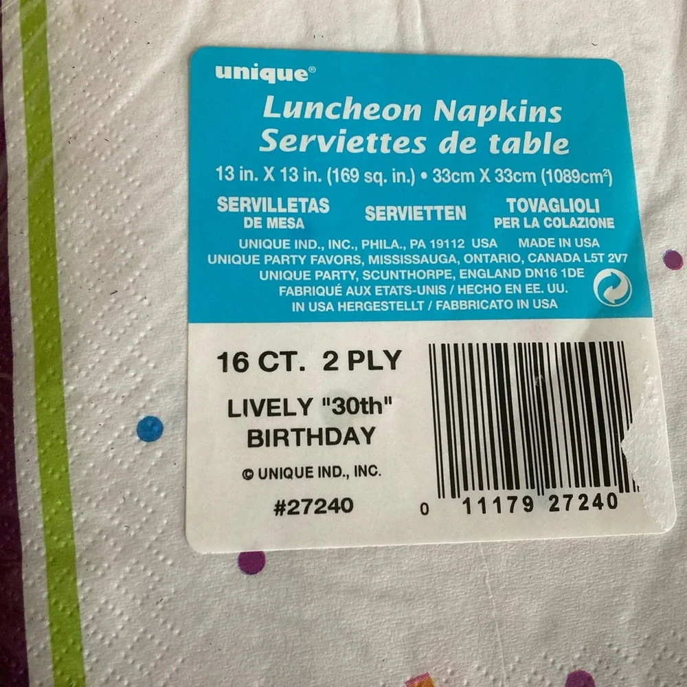 🍂2 Packs 30th Celebration Napkins